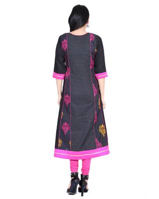 Black printed stitched cotton-kurtis 4