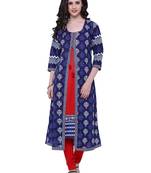 Indigo printed stitched cotton-kurtis