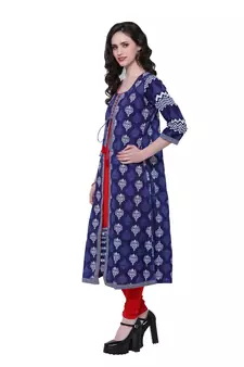 Indigo printed stitched cotton-kurtis