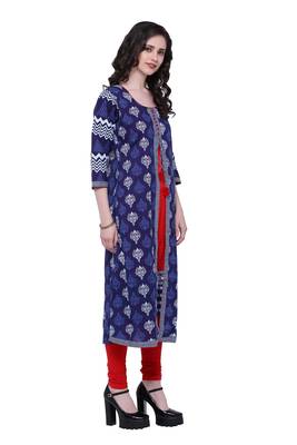 Indigo printed stitched cotton-kurtis 3
