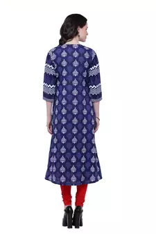 Indigo printed stitched cotton-kurtis