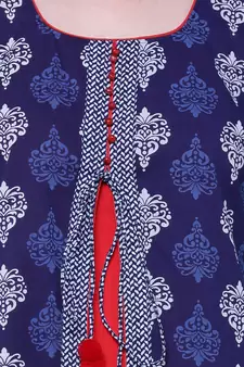 Indigo printed stitched cotton-kurtis