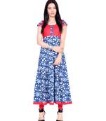 Indigo printed stitched cotton-kurtis