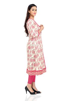 Pink printed stitched cotton-kurtis 3