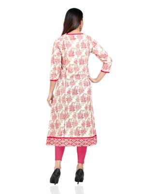 Pink printed stitched cotton-kurtis 4