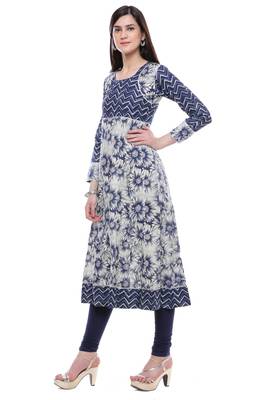 Indigo printed stitched cotton-kurtis 2