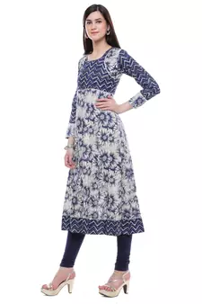 Indigo printed stitched cotton-kurtis