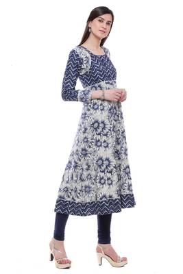 Indigo printed stitched cotton-kurtis 3