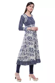 Indigo printed stitched cotton-kurtis
