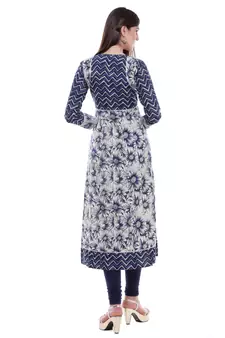 Indigo printed stitched cotton-kurtis