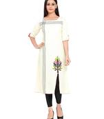 Off white embroidered stitched khadi kurtis