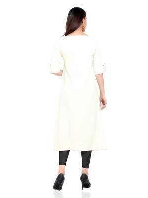 Off white embroidered stitched khadi kurtis 4