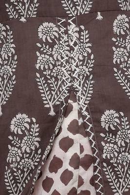 Brown printed stitched cotton-kurtis 5
