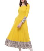Yellow plain viscose stitched rayon ethnic-kurtis