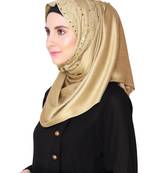 Dark beige hijab with golden border