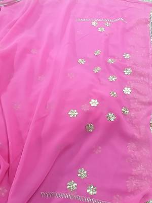 Pink Embroidered Faux Georgette Saree With Blouse 3