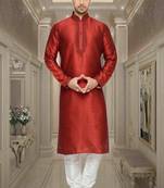 Maroon Dupion Kurta Pajama