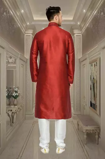 Maroon Dupion Kurta Pajama