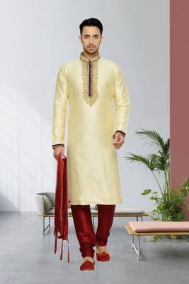 Gold Doby Dupion Kurta Pajama 1