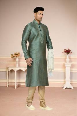 Indian Poshakh Rama Multi Color Dupion Kurta Pajama 2