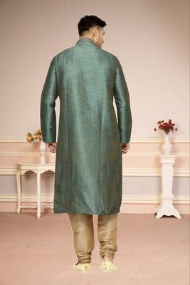 Indian Poshakh Rama Multi Color Dupion Kurta Pajama 4