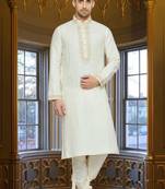 Indian Poshakh Cream Pure Linen Kurta Pajama