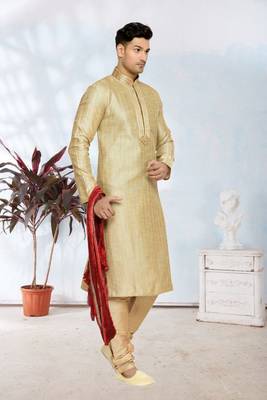 Indian Poshakh Gold Kheecha Dupion Kurta Pajama 2