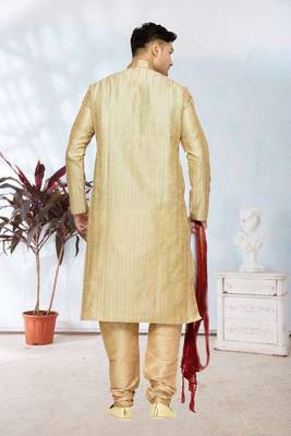 Indian Poshakh Gold Kheecha Dupion Kurta Pajama 4