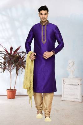 Purple Dupion Kurta Pajama 1