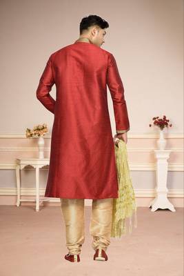 Indian Poshakh Maroon Dupion Kurta Pajama 4