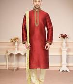 Maroon Dupion Kurta Pajama