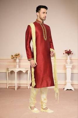 Maroon Dupion Kurta Pajama 2