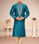 Rama Green Dupion Kurta Pajama