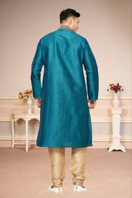 Rama Green Dupion Kurta Pajama 4