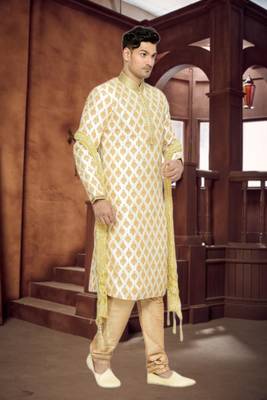 Indian Poshakh Fawn Dupion Kurta Pajama 2