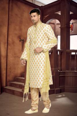 Indian Poshakh Fawn Dupion Kurta Pajama 3