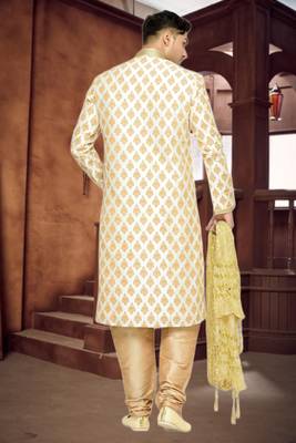 Indian Poshakh Fawn Dupion Kurta Pajama 4