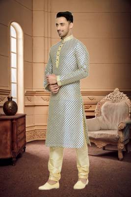 Indian Poshakh Fawn Dupion Kurta Pajama 2