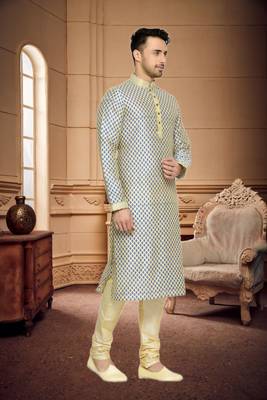Indian Poshakh Fawn Dupion Kurta Pajama 3