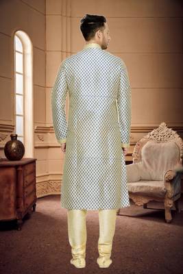 Indian Poshakh Fawn Dupion Kurta Pajama 4