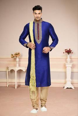 Royal Blue Dupion Kurta Pajama 1