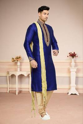 Royal Blue Dupion Kurta Pajama 2