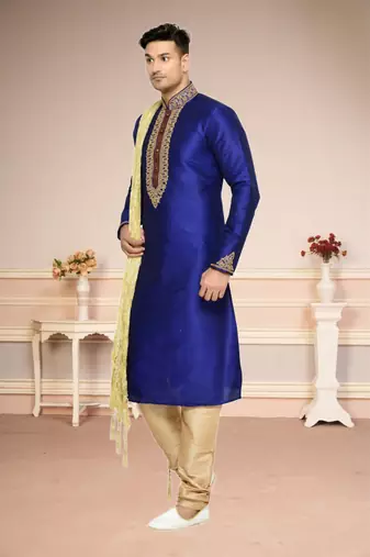 Royal Blue Dupion Kurta Pajama