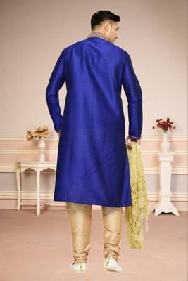 Royal Blue Dupion Kurta Pajama 4