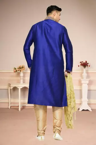 Royal Blue Dupion Kurta Pajama