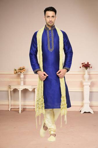 Royal Blue Banglore Silk Kurta Pajama