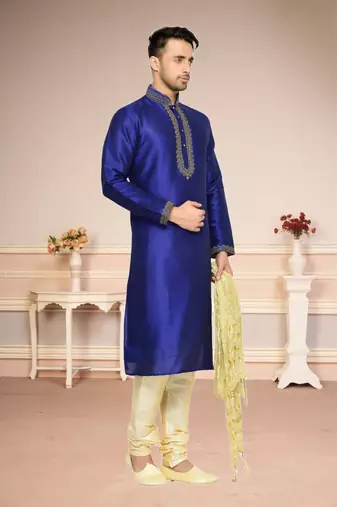 Royal Blue Banglore Silk Kurta Pajama