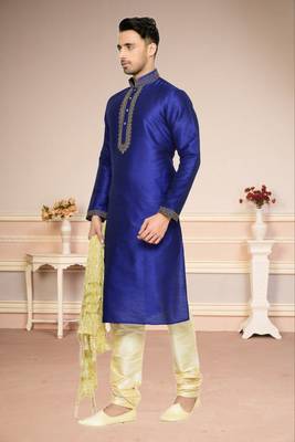 Royal Blue Banglore Silk Kurta Pajama 3