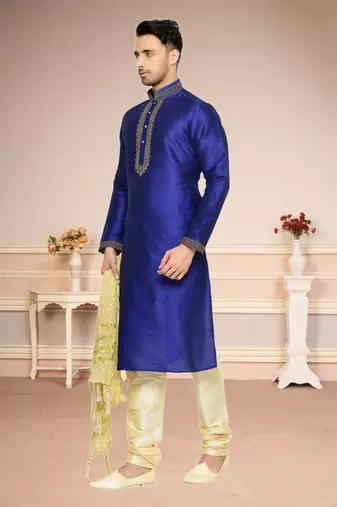 Royal Blue Banglore Silk Kurta Pajama