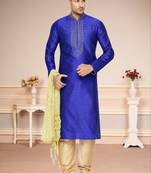 Indian Poshakh Royal Blue Brocket Kurta Pajama